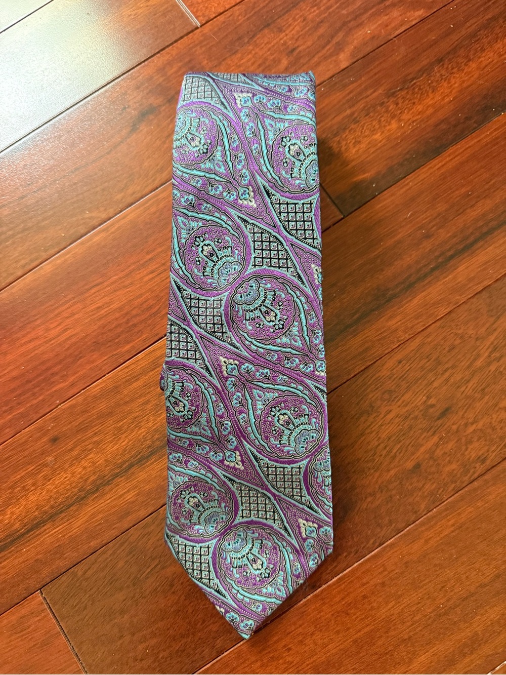 Ermenegildo Z Zegna  100% Silk 3-Fold Tie Purple And Blue